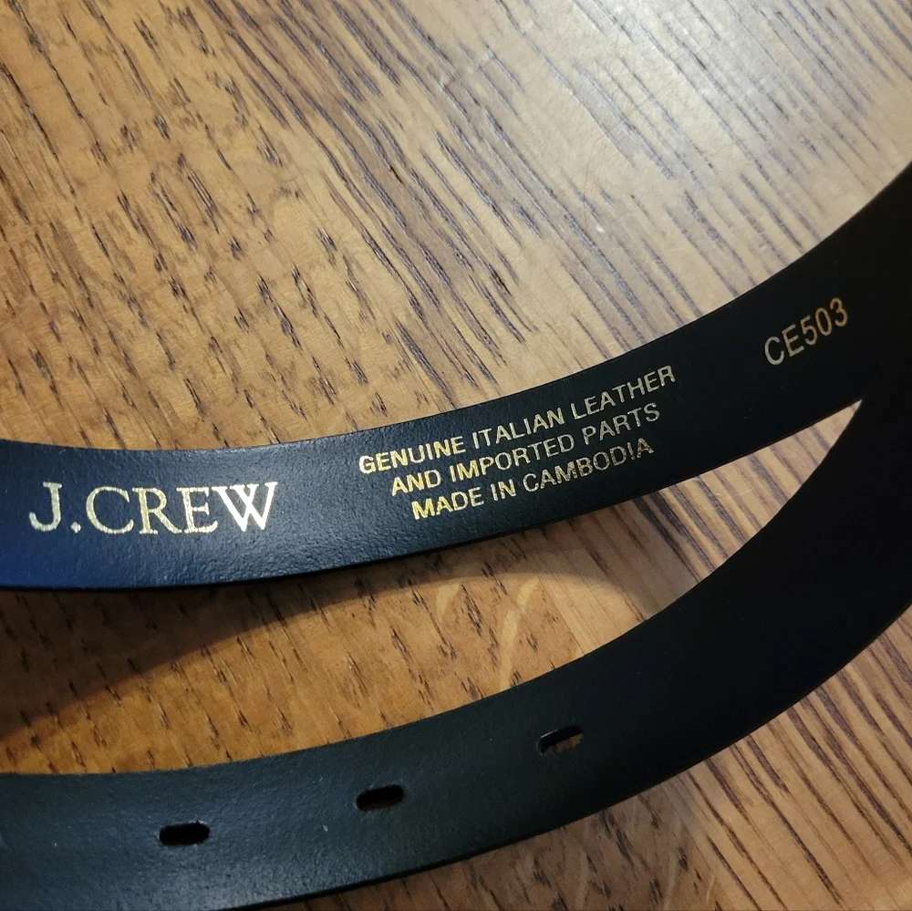 J. Crew Spazzolato Italian Leather Belt - black with gold hardware - Picture 8 of 11